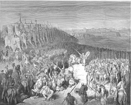 2 Machabées 15, 12-24 : Judas Maccabée en présence de l'armée de Nicanor - Gravure de Gustave Doré