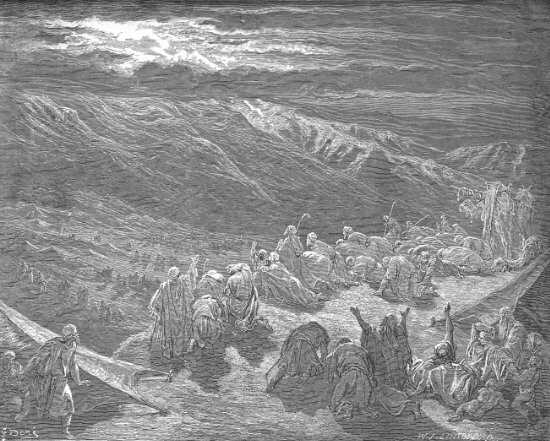Exode 19, 7-18 : Promulgation de la loi sur le Mont Sinaï - Gravure de Gustave Doré