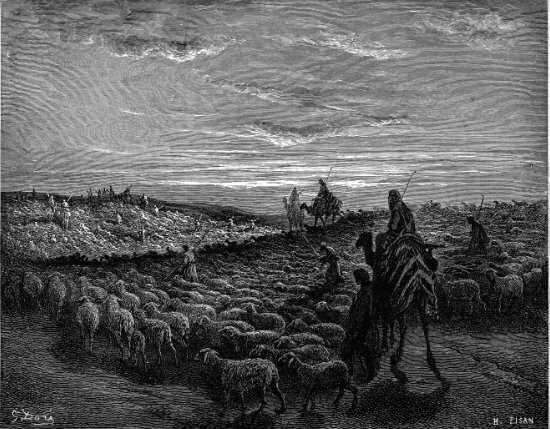 Genèse 13, 1-12 : Abraham se rend dans la terre de Canaan - Gravure de Gustave Doré
