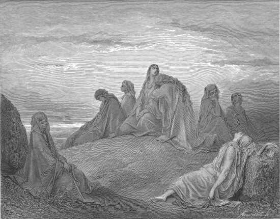 Juges 11, 37-40 : La fille de Jephté et ses compagnes - Gravure de Gustave Doré