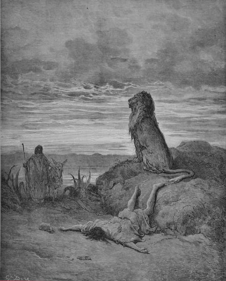 1 Rois 13, 20-29 : Le prophète de Béthel - Gravure de Gustave Doré