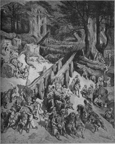 1 Rois 5, 2-10 : Cèdres du Liban destinés à la construction du temple - Gravure de Gustave Doré