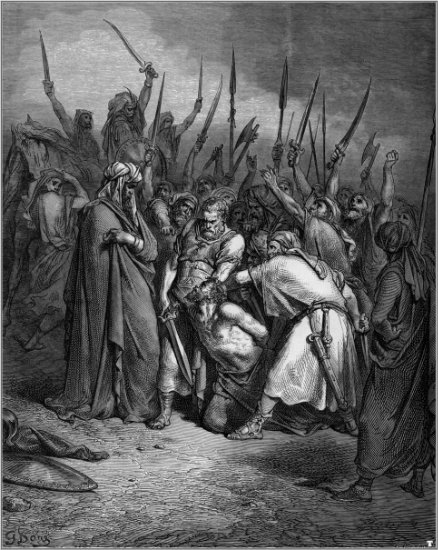 1 Samuel 15, 1-5, 7-8 et 32-33 : Samuel fait mettre à mort Agag - Gravure de Gustave Doré