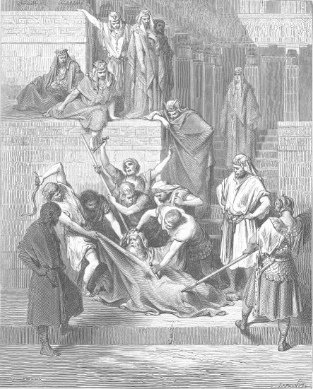 2 Machabées 6, 21-31 : Martyre du vieillard Eléazard - Gravure de Gustave Doré