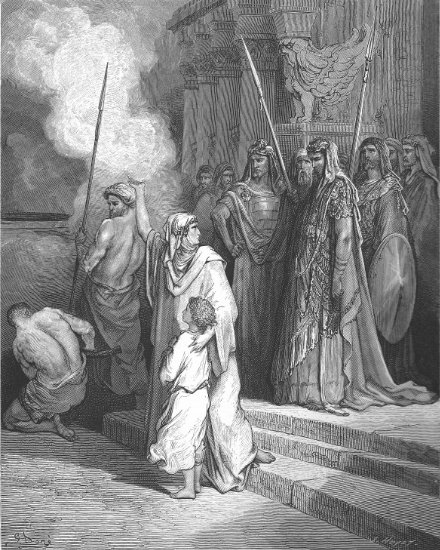 2 Machabées 7, 27-41 : La mère des Machabées - Gravure de Gustave Doré