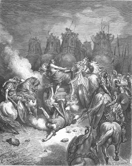 2 Machabées 9, 1-7 : Chute d'Antiochus - Gravure de Gustave Doré