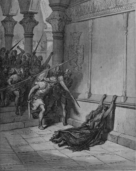 2 Paralipomènes 23, 13-15 : La mort d'Athalie - Gravure de Gustave Doré