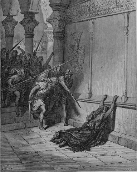 2 Rois 11, 1-4 et 12-16 : Mort d'Athalie - Gravure de Gustave Doré