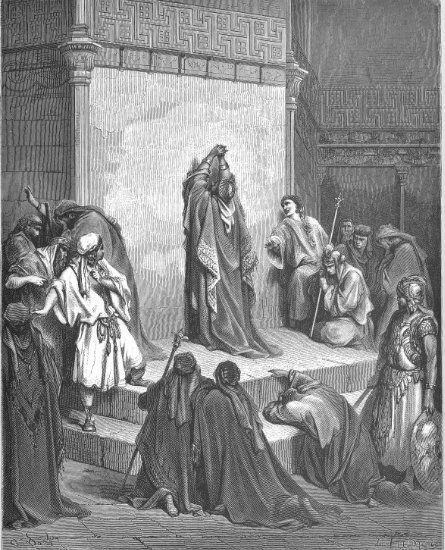 2 Samuel 18, 24-33 et 19, 1-4 : David inconsolable de la mort d'Absalom - Gravure de Gustave Doré