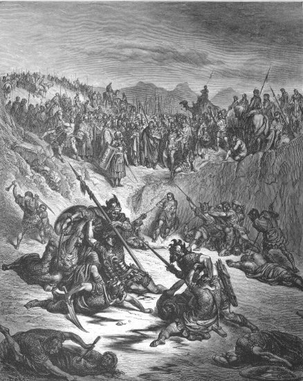 2 Samuel 2, 5-17 : Combat des champions d'Ishbaal et de David - Gravure de Gustave Doré