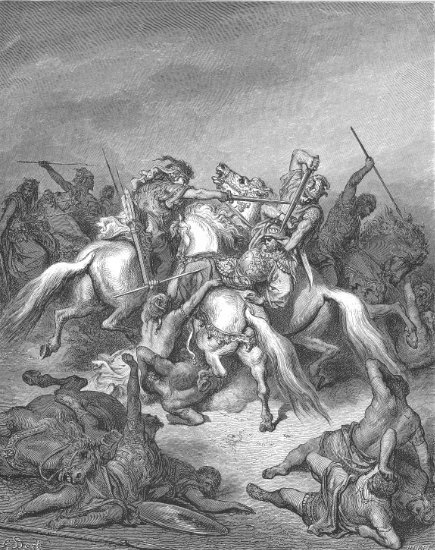 2 Samuel 21, 15-17 : Abischaï sauve la vie à David - Gravure de Gustave Doré