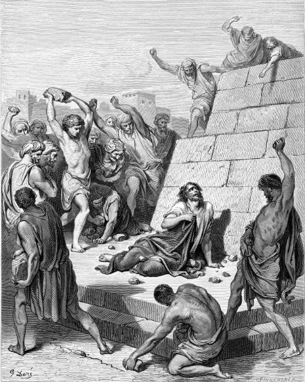Actes 7, 51-60 : Martyre de Saint Etienne - Gravure de Gustave Doré