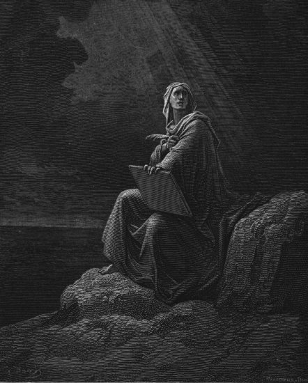 Apocalypse 1, 3-11 : Saint Jean à Patmos - Gravure de Gustave Doré
