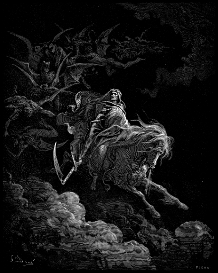 Apocalypse 6, 7-8 : La vision de la mort - Gravure de Gustave Doré