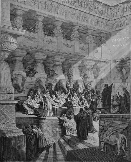 Daniel 5, 17-30 et 6, 1 : Festin de Balthazar - Gravure de Gustave Doré