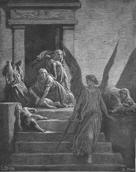 Exode 12, 21-29 : Mort des premiers nés en Egypte - Gravure de Gustave Doré
