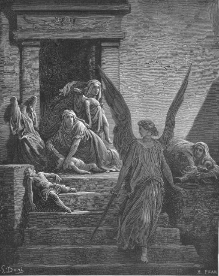 Exode 12, 21-29 : Mort des premiers nés en Egypte - Gravure de Gustave Doré
