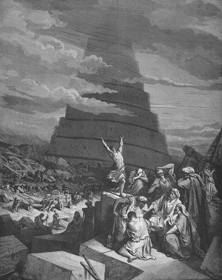 Genèse 11, 1-9 : La tour de Babel - Gravure de Gustave Doré