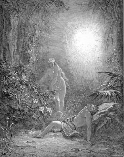 Genèse 2, 15-25 : Formation d'Eve - Gravure de Gustave Doré