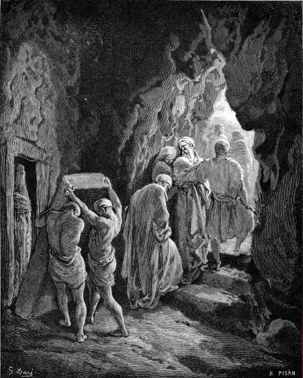 Genèse 23, 1-9 et 14-20 : Abraham ensevelit Sara - Gravure de Gustave Doré