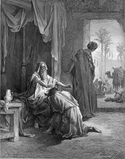 Genèse 27, 19-29 : Isaac bénit Jacob - Gravure de Gustave Doré