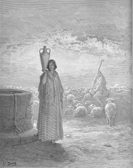 Genèse 29, 4-19 : Jacob chez Laban - Gravure de Gustave Doré