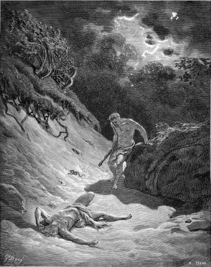 Genèse 4, 8-16 : Meurtre d'Abel - Gravure de Gustave Doré