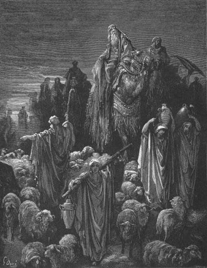 Genèse 45, 24-28 et 46, 1-7 : Jacob se rend en Egypte - Gravure de Gustave Doré
