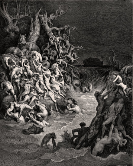 Genèse 6, 5-8 7, 11-18 : Le déluge - Gravure de Gustave Doré