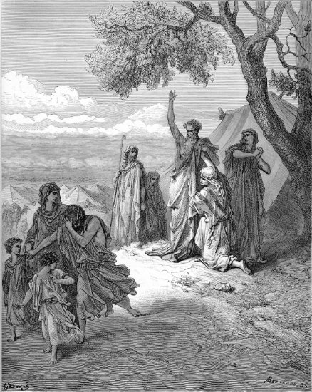 Genèse 9, 18-29 : Cham maudit par Noé - Gravure de Gustave Doré