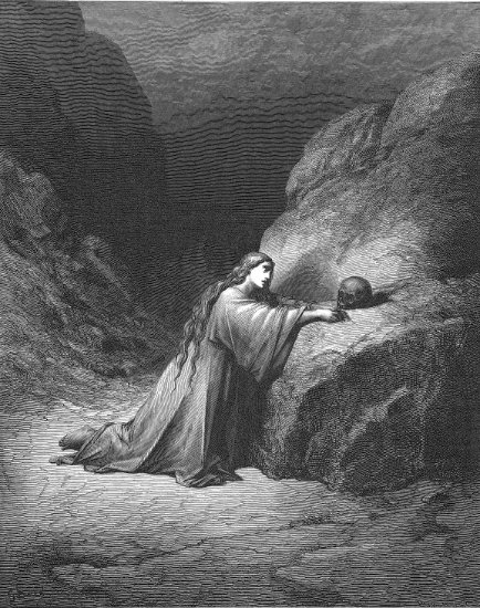 Jean 12, 1-8 : Marie Madeleine repentante - Gravure de Gustave Doré