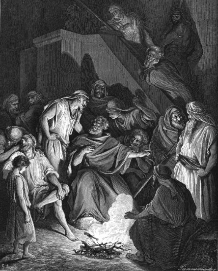 Jean 18, 26 : Reniement de saint Pierre - Gravure de Gustave Doré