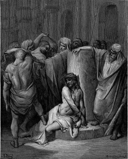 Jean 18, 33-40 et 19, 1 : La Flagellation - Gravure de Gustave Doré