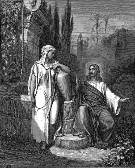 Jean 4, 13-26 : Jésus et la Samaritaine - Gravure de Gustave Doré