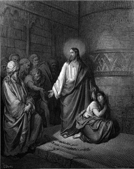 Jean 8, 1-12 : Jésus et la femme adultère - Gravure de Gustave Doré