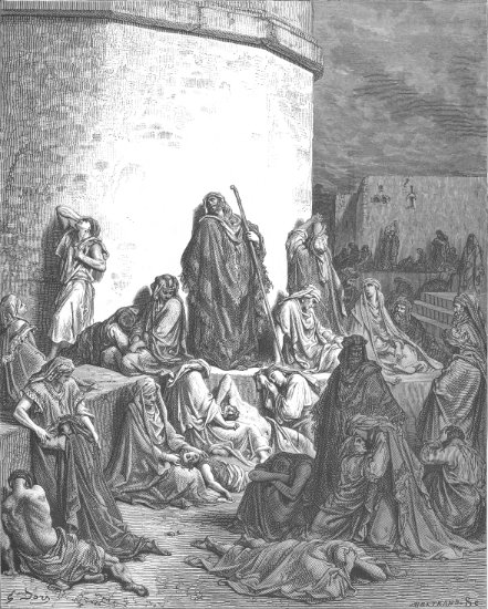 Jérémie 39, 1-9 : Deuil de Jérusalem après sa ruine - Gravure de Gustave Doré