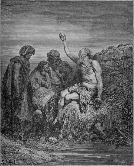 Job 2, 3-13 : Job sur son fumier - Gravure de Gustave Doré
