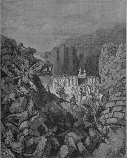 Josué 6, 10-20 : Les murs de Jéricho renversés - Gravure de Gustave Doré