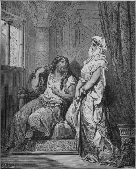 Juges 16, 4-5 et 15-21 : Samson et Dalila - Gravure de Gustave Doré
