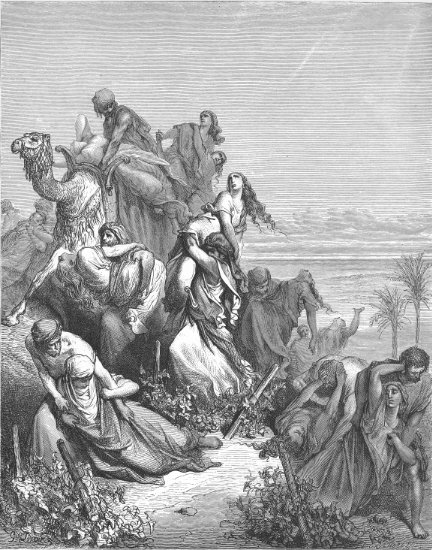 Juges 21, 15-25 : Les Benjaminites enlèvent les filles de Silo - Gravure de Gustave Doré