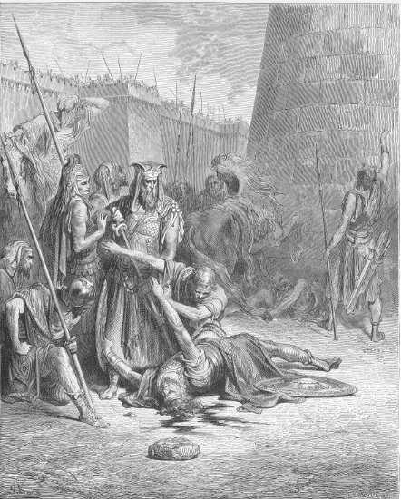 Juges 9, 50-57 : Mort d'Abimélek - Gravure de Gustave Doré