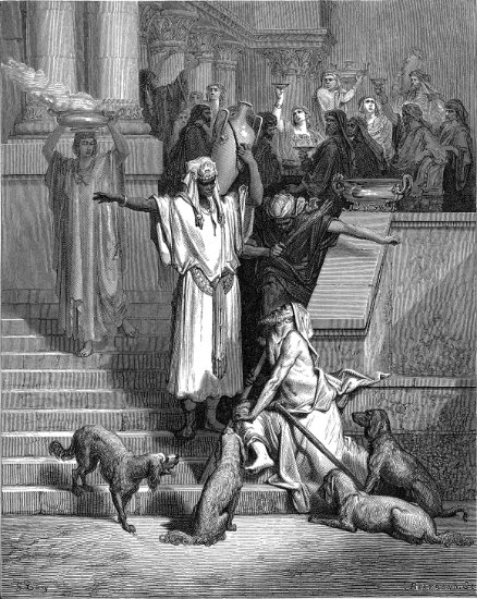 Luc 16, 19-25 : Lazare et le mauvais riche - Gravure de Gustave Doré