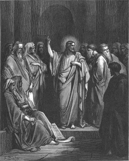 Luc 4, 14-28 : Jésus dans la synagogue - Gravure de Gustave Doré