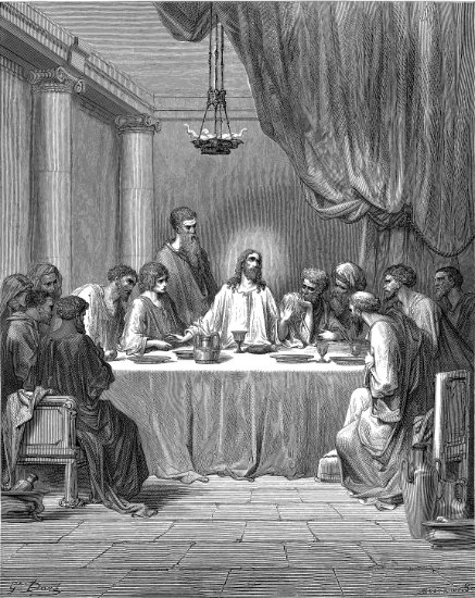 Marc 14, 22-24 : Le repas pascal - Gravure de Gustave Doré