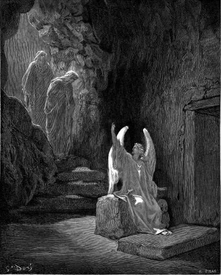 Marc 16, 1-7 : L'Ange et les Saintes Femmes - Gravure de Gustave Doré