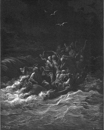 Marc 4, 35-41 : Jésus apaise la tempête - Gravure de Gustave Doré