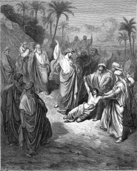 Matthieu 17, 14-20 : Guérison du lunatique - Gravure de Gustave Doré