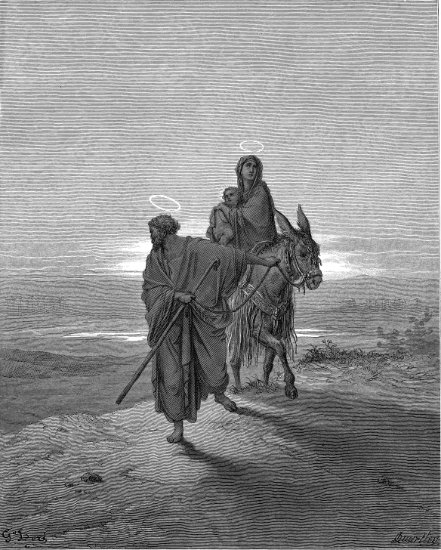 Matthieu 2, 12-15 : La fuite en Egypte - Gravure de Gustave Doré