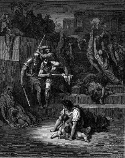Matthieu 2, 16-21 : Massacre des Innocents - Gravure de Gustave Doré