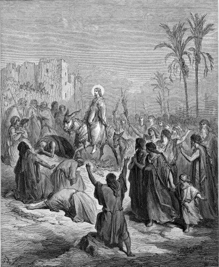 Matthieu 21, 1-11 : Entrée de Jésus à Jérusalem - Gravure de Gustave Doré
